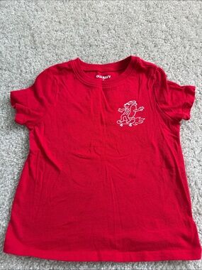 Old Navy Bright Red Short-Sleeve Tee with White Skate Graphic